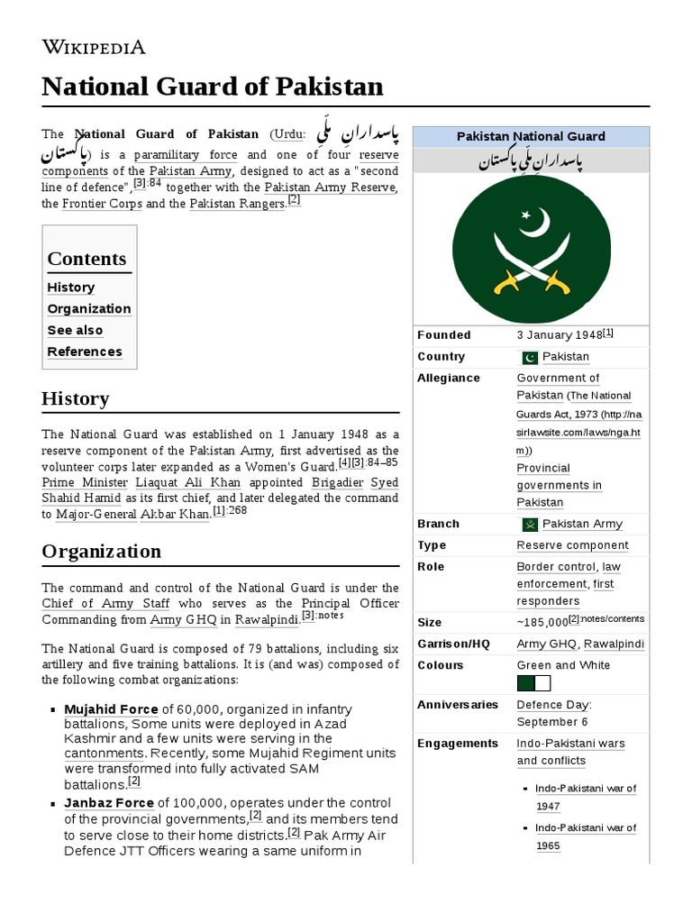 National Guard of Pakistan | PDF | Pakistan Army | Military Units And ...