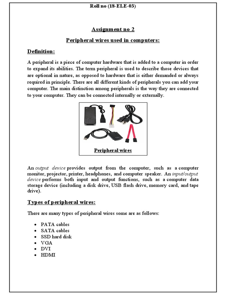 Types of Peripheral Wires Explained | PDF | Solid State Drive ...