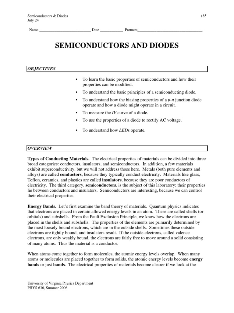 Semiconductor and Diode | PDF | P–N Junction | Doping (Semiconductor)