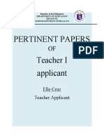 Pertinent Papers Teacher I Applicant
