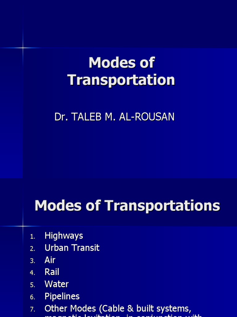 Overview of Transportation Modes | PDF | Mode Of Transport | Public ...
