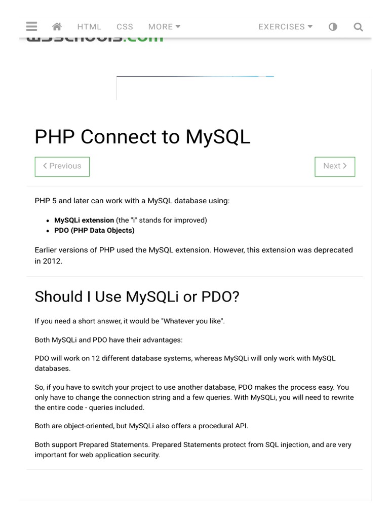 PHP MySQL Connect To Database | PDF | Php | Databases