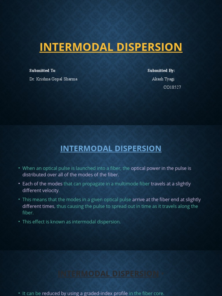 Intermodal Dispersion PDF Fiber Optic Communication Dispersion