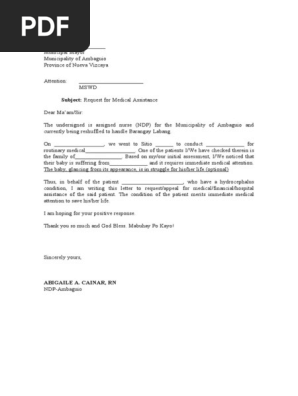 Request For Medical Assistance