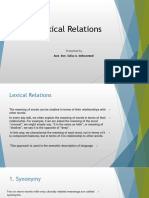 Lexical Relations: Asst. Inst. Safaa A. Mohammed