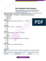 Prepositions Questions Answers