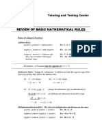 Review of Mathematical Rules