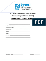 JDT IGNOU Personal Data Sheet