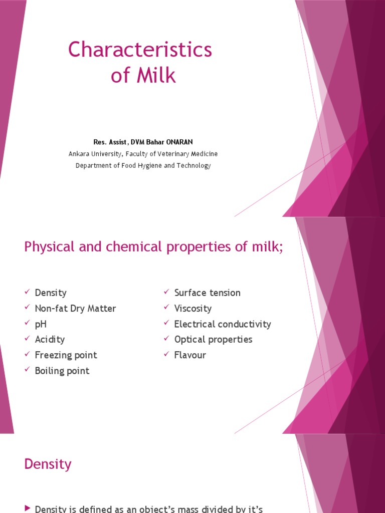 Key Physical and Chemical Properties of Milk | PDF | Milk | Ph