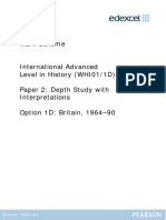 Mark Scheme International Advanced Level in History (WHI01/1D) Paper 2: Depth Study With Interpretations Option 1D: Britain, 1964-90