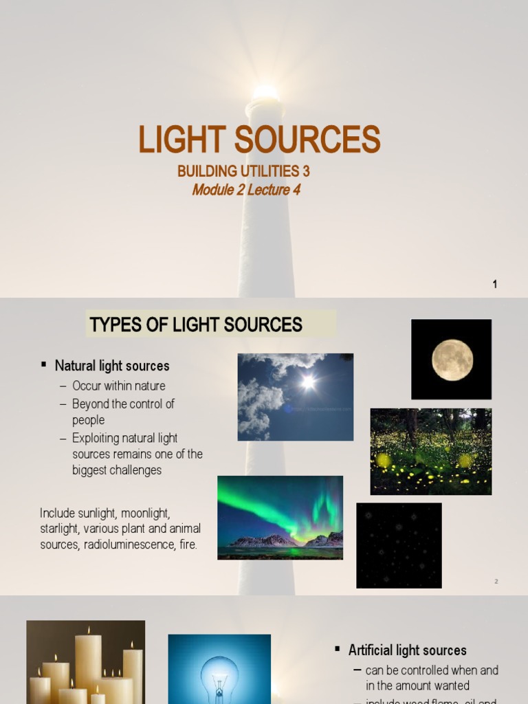 Types of Light Sources Explained | PDF | Incandescent Light Bulb ...
