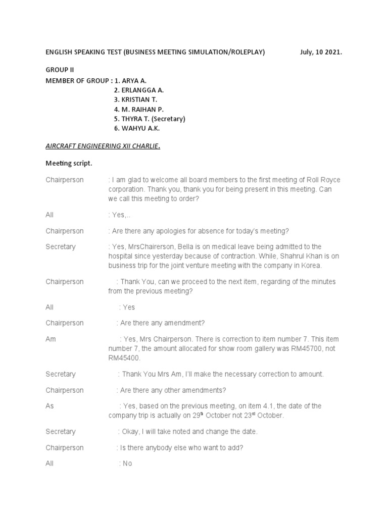 Meeting Script | PDF