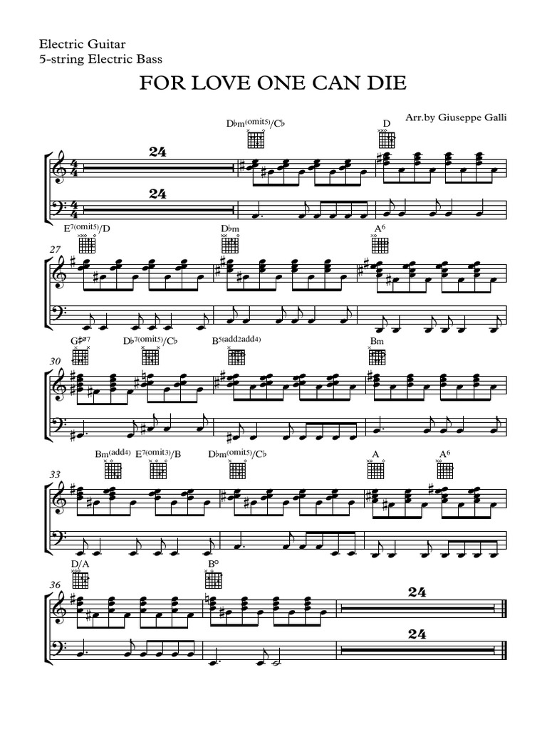 FOR LOVE ONE CAN DIE 12 Electric Guitar, 5String Electric Bass