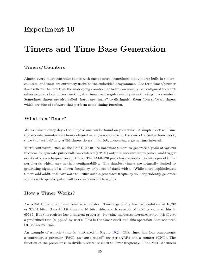 Timers and Time Base Generation: Experiment 10 | PDF | Timer ...