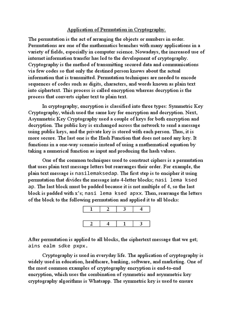 Application Permutation in Cryptography | PDF | Cryptography | Public ...