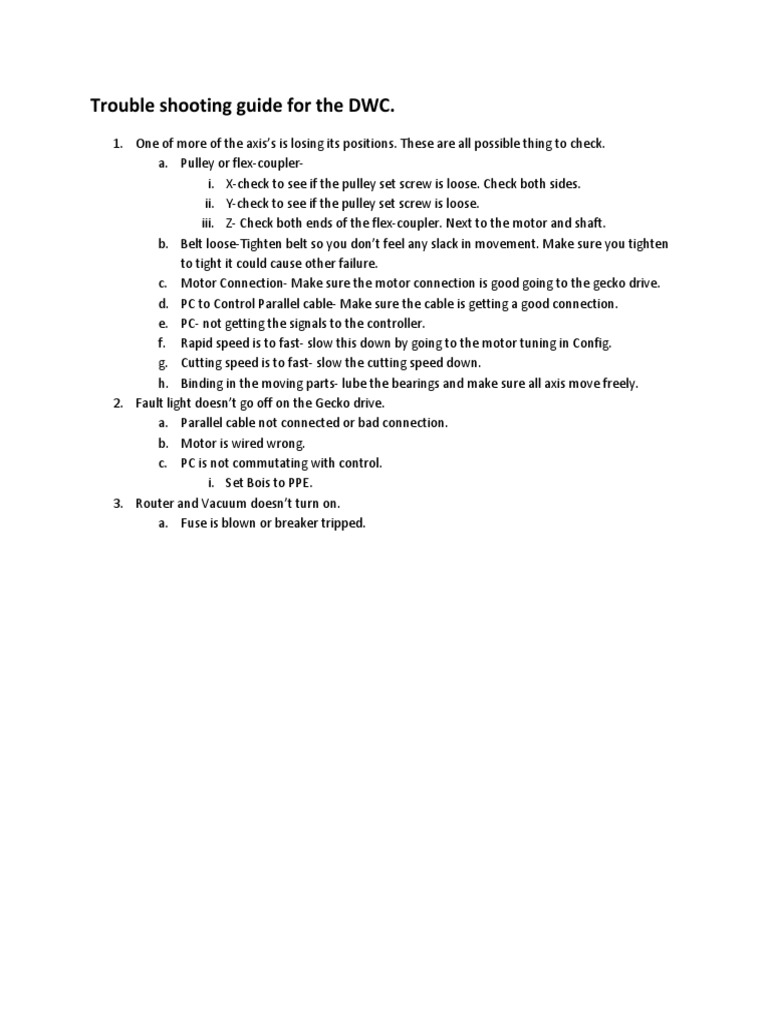 Trouble Shooting Guide For The DWC | PDF