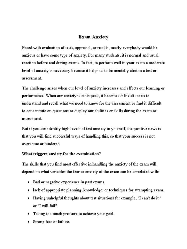 Exam Anxiety What Triggers Anxiety For The Examination? PDF
