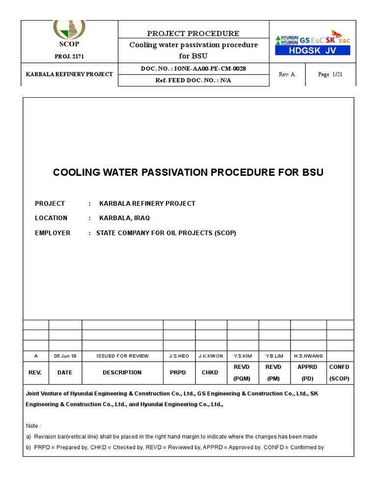 IONEAA00PECM0028 Cooling Water Passivation Procedure For BSU Rev