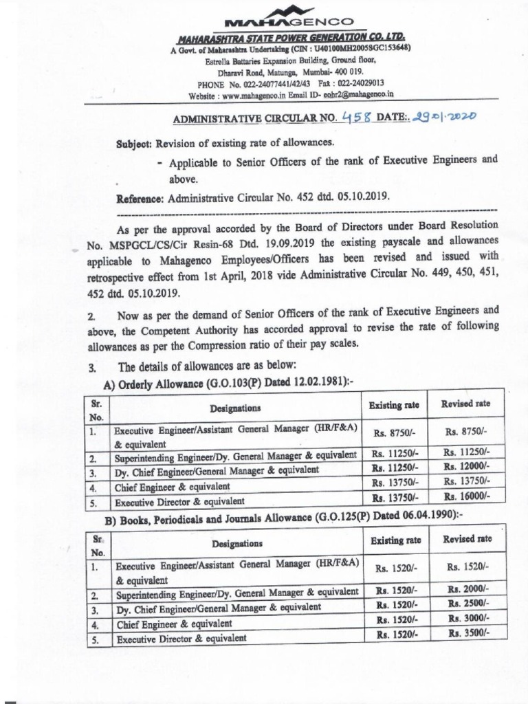 Admin Circular 458 Date.29.01.2020 | PDF