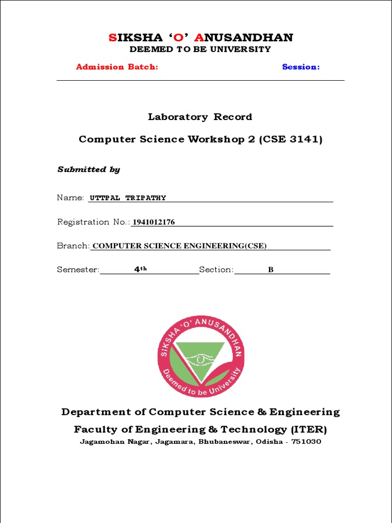Iksha ' Nusandhan Laboratory Record Computer Science 2 (CSE