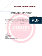 Certificate of Employment: 8 St. Michael Street, Banilad, Cebu City
