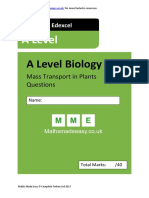 Mass Transport in Plants As Biology Questions AQA OCR Edexcel