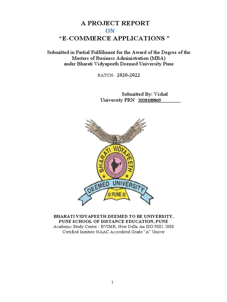 Project On E Commerce Applications by Vishal 2028100865 MBA-2 | PDF | E ...