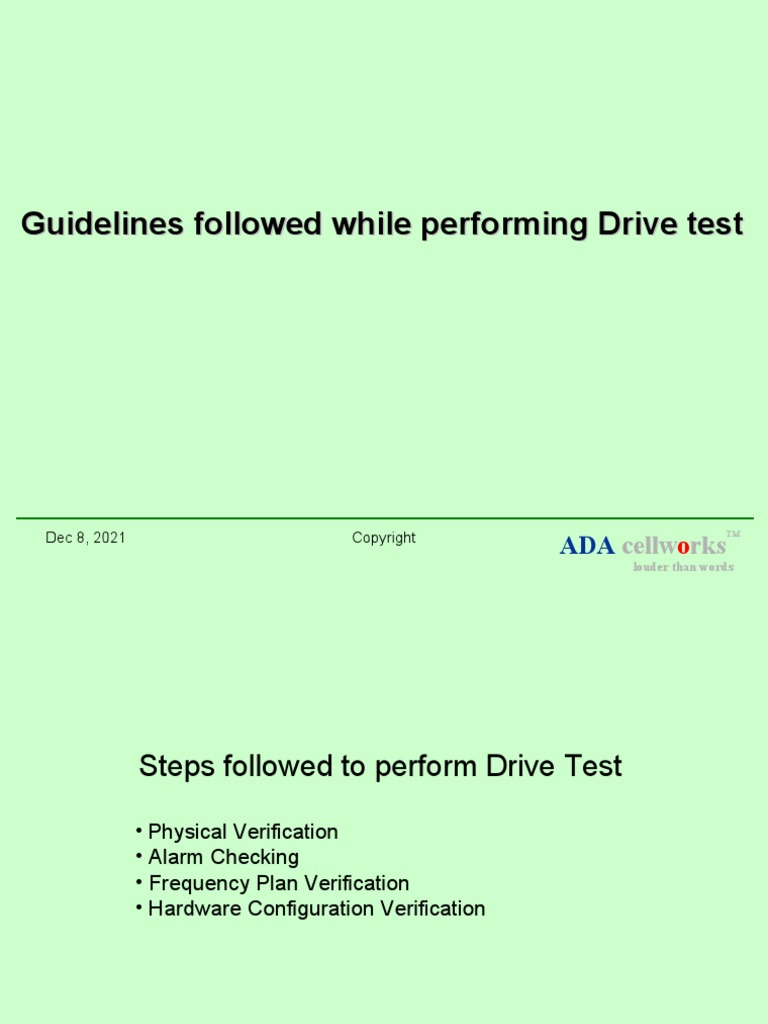 Guidelines Followed While Performing Drive Test | PDF | General Packet ...