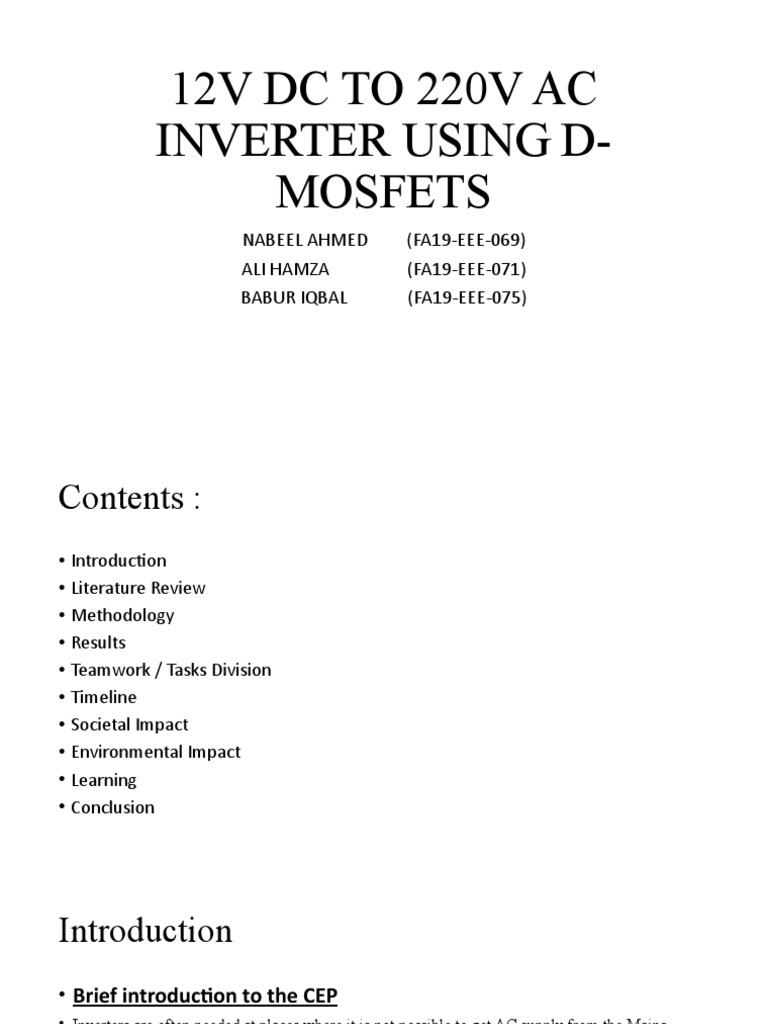 12V DC To 220V Ac Inverter Using D-Mosfets | PDF | Power Inverter ...