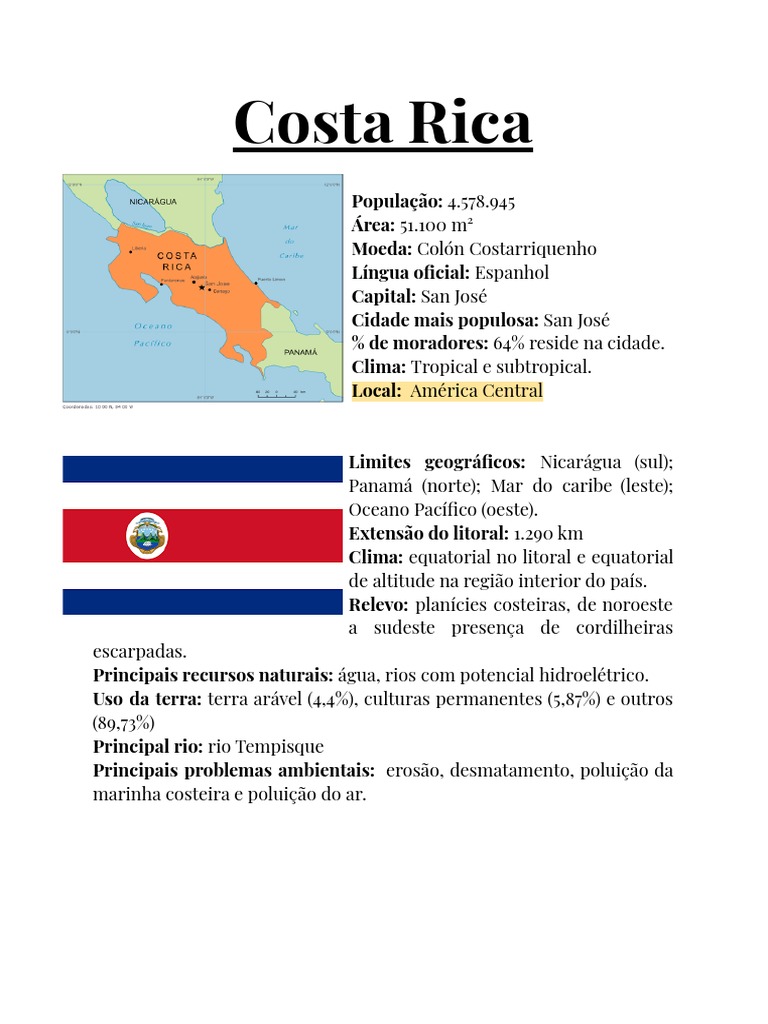 Costa Rica - Espanhol | PDF | América Central | Costa Rica