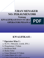 Permen 01 Tahun 1988 Klasifikasi Operator Pesawat Uap