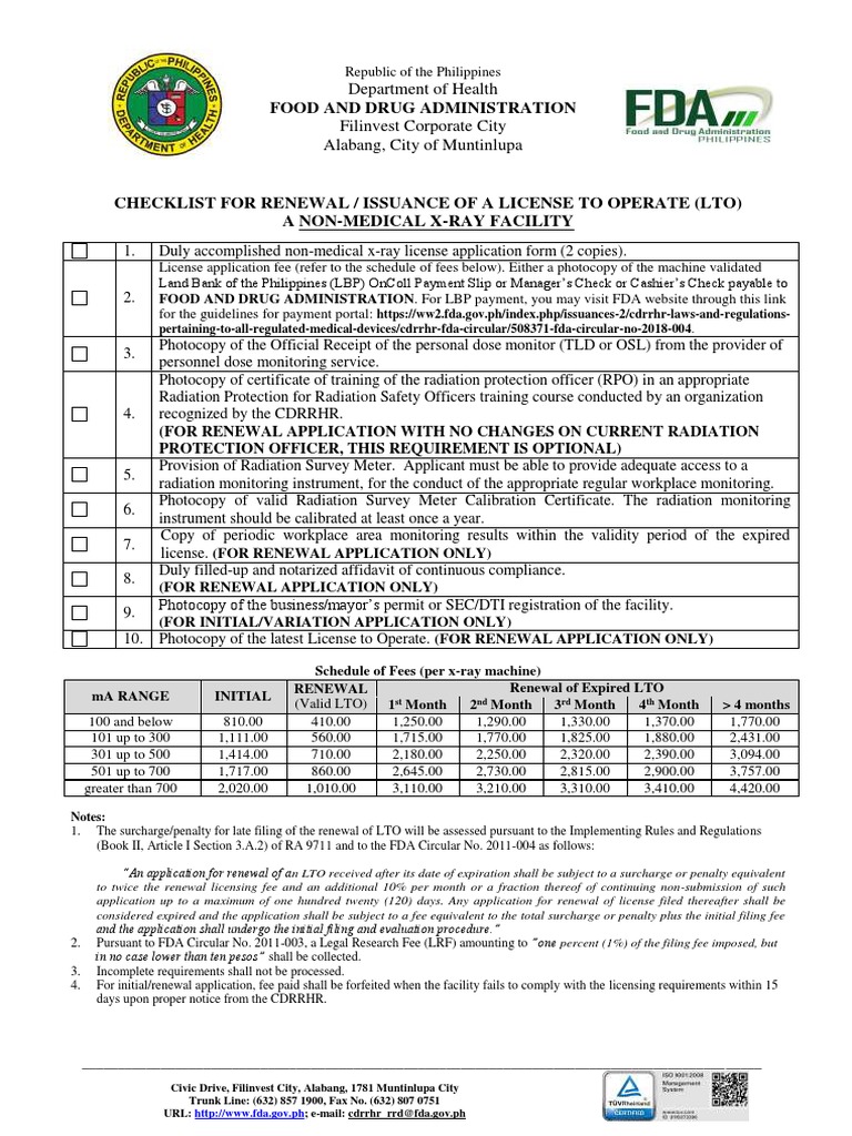 Laf Non Medical X Ray Facility PDF Food And Drug Administration Radiation Protection