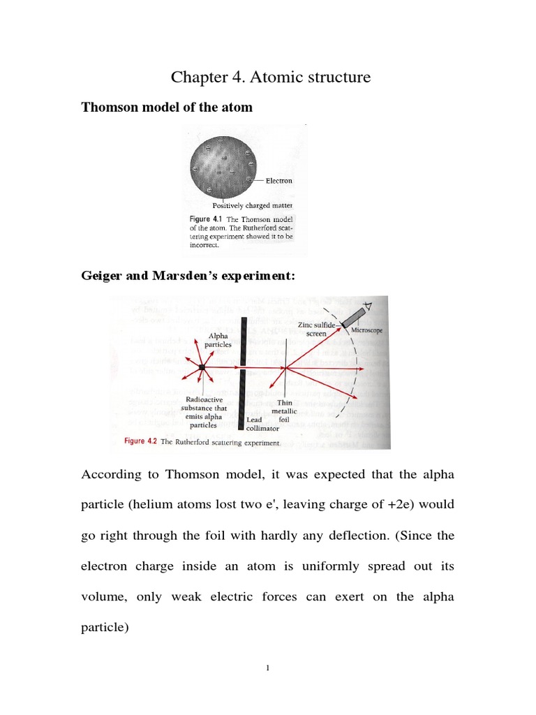 Chapter 4. Atomic Structure: Thomson Model of The Atom | PDF | Emission ...