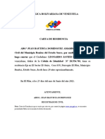 Carta de Residencia Cne