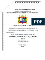 Portafolio de Avance: Universidad Nacional Del Altiplano Escuela Profesional de Educacion Primaria