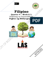 FILIPINO - 11 - Q4 - WK6.1 - Hakbang Sa Pananaliksik Pagbuo NG Bibliyograpiya