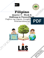 FILIPINO - 11 - Q4 - WK6 - Pagbuo NG Lagom Kongklusyon at Rekomendasyon