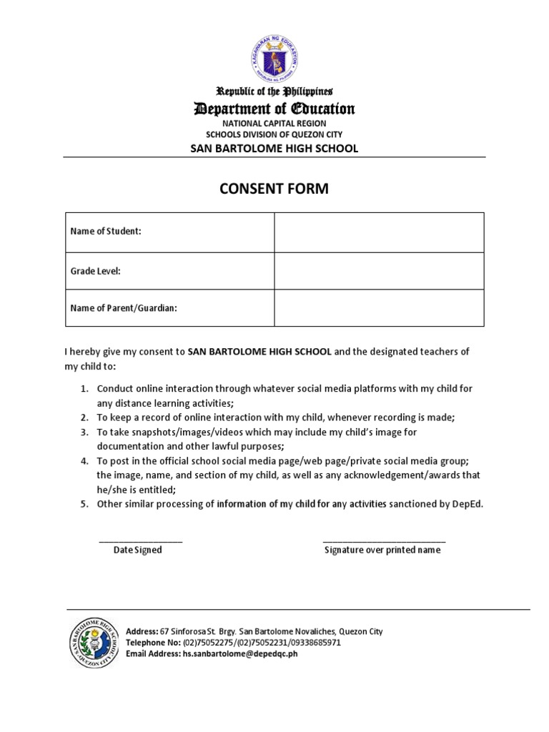 Data Privacy Consent Form for Students | PDF