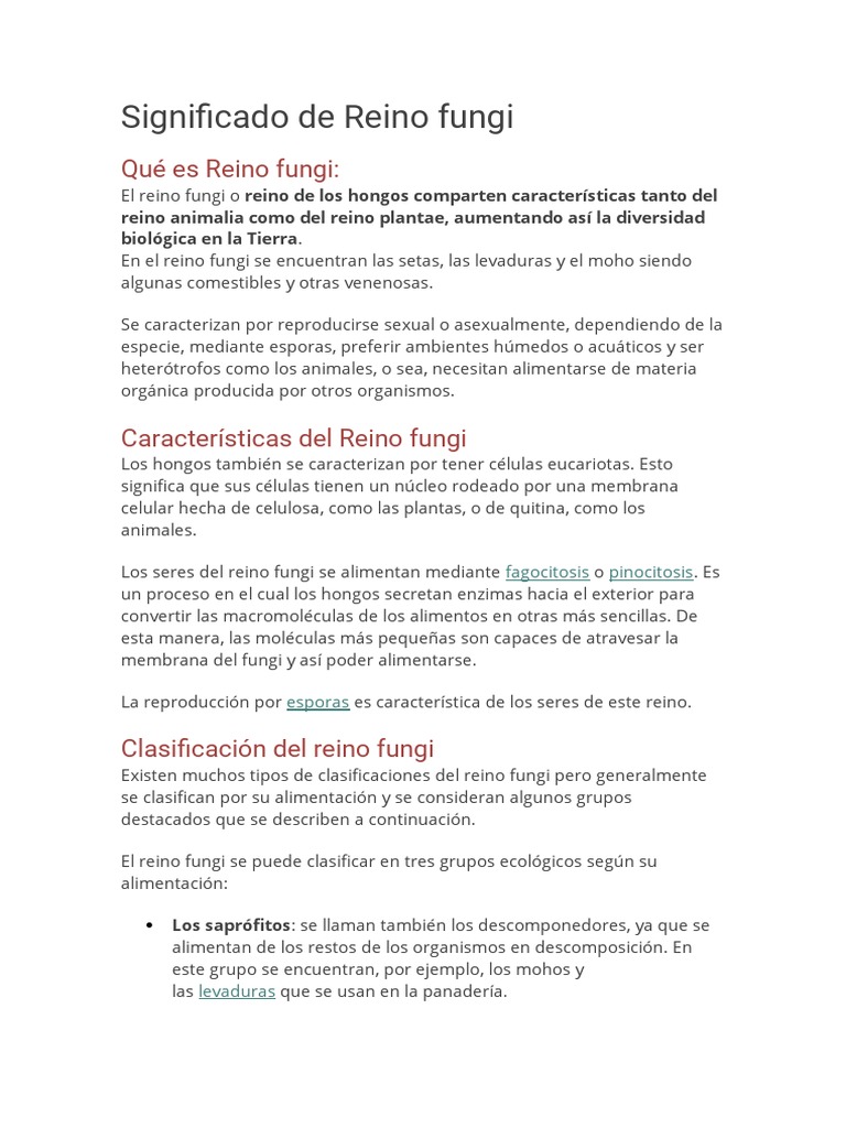 1 Significado de Reino Fungi PDF Hongo Taxa
