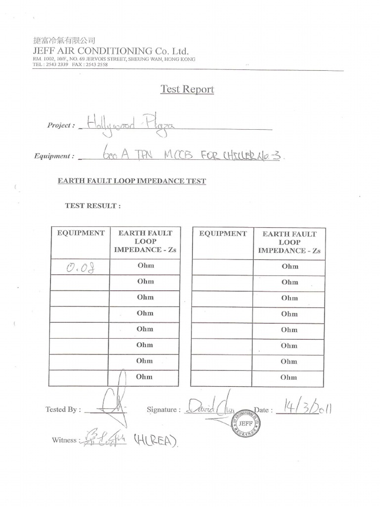 Earth Fault Loop Impedance Test PDF