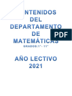 CONTENIDOS DE MATEMATICAS 2021