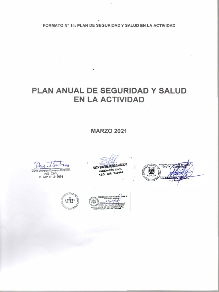 Plan Anual de Seguridad y Salud 2021 | PDF | Seguridad | Seguridad y ...