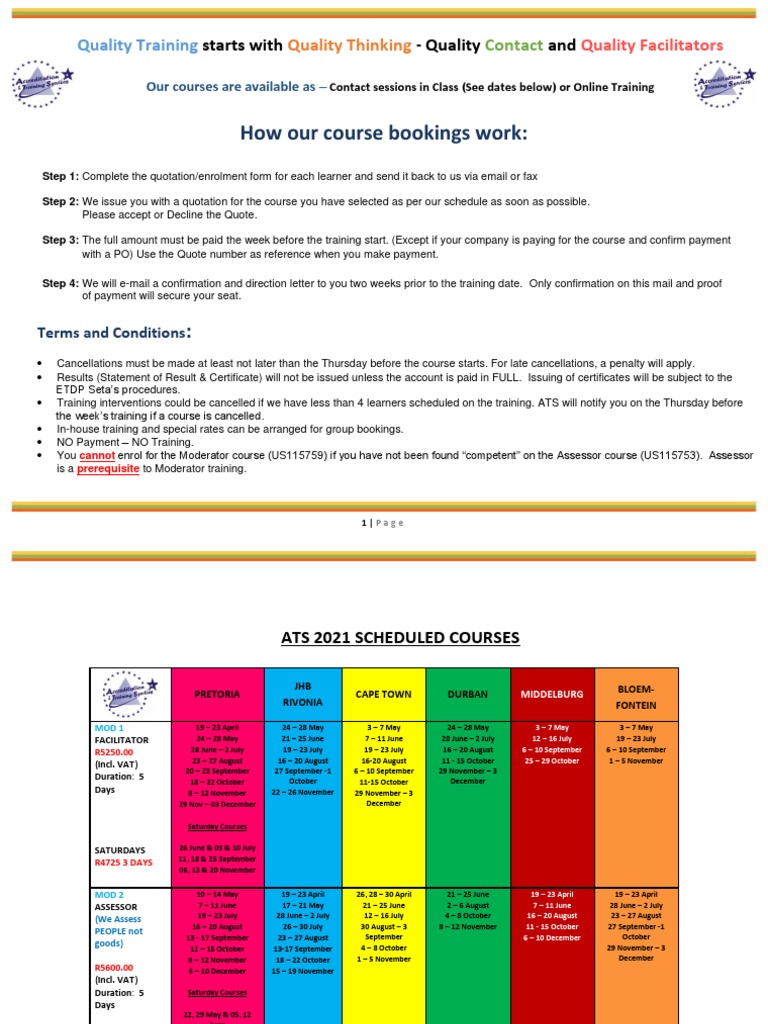1 - 2021 ATS National Course Dates Prices | PDF | Business