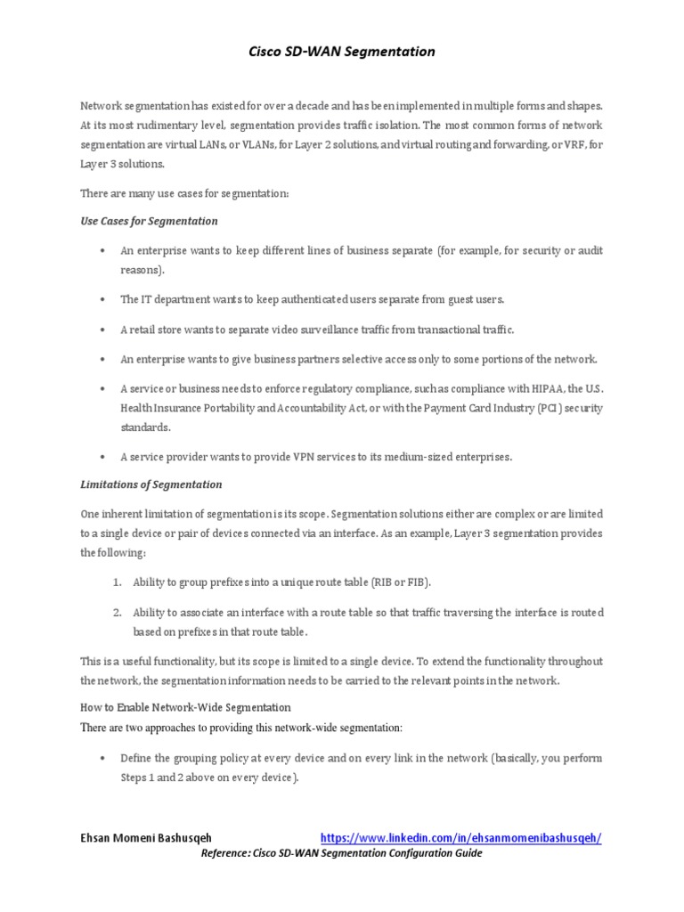 Cisco Sd Wan Segmentation Pdf Ip Address I Pv6