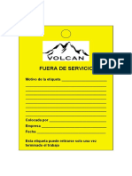 Tarjeta de Equipo Fuera de Servicio Amarillo - Chungar