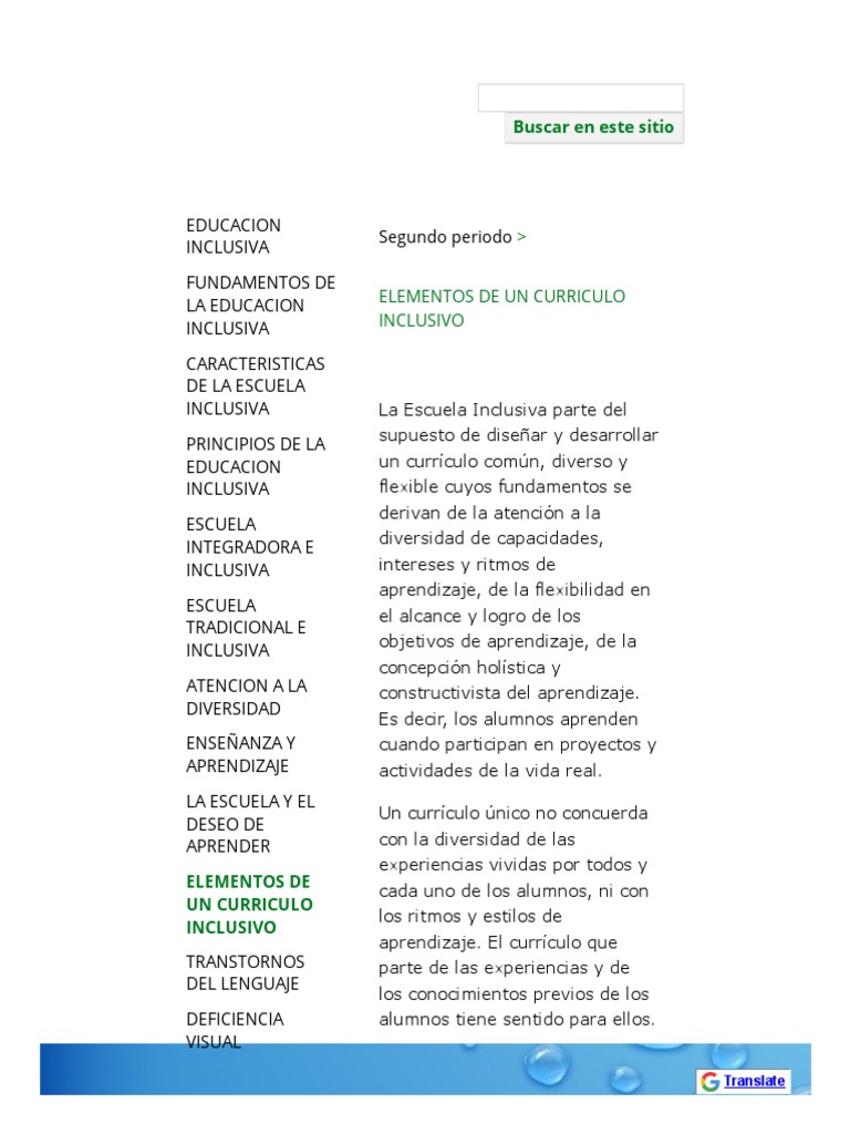 Elementos de Un Curriculo Inclusivo - Educacion Inclusiva | PDF | Plan ...