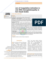 Markers of Coagulation Activation in Patients With