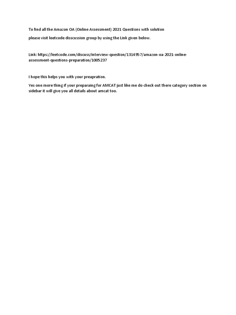 Amazon OA 2021 Questions and Solutions | PDF | Computers
