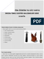 Edep Ali Üniversitesi Elektrik Bölümü ENE206 Temel Elektrik Malzemeleri Dersi 8.hafta Ders Notu