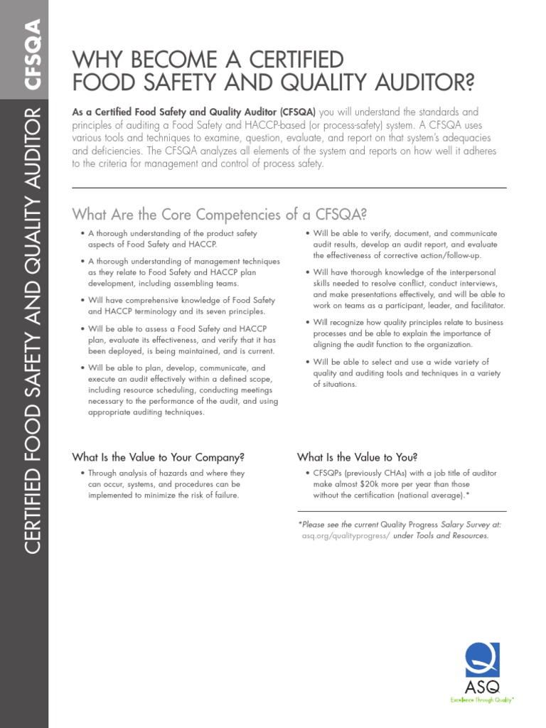 CFSQA Certification Overview and Benefits | PDF | Hazard Analysis And ...